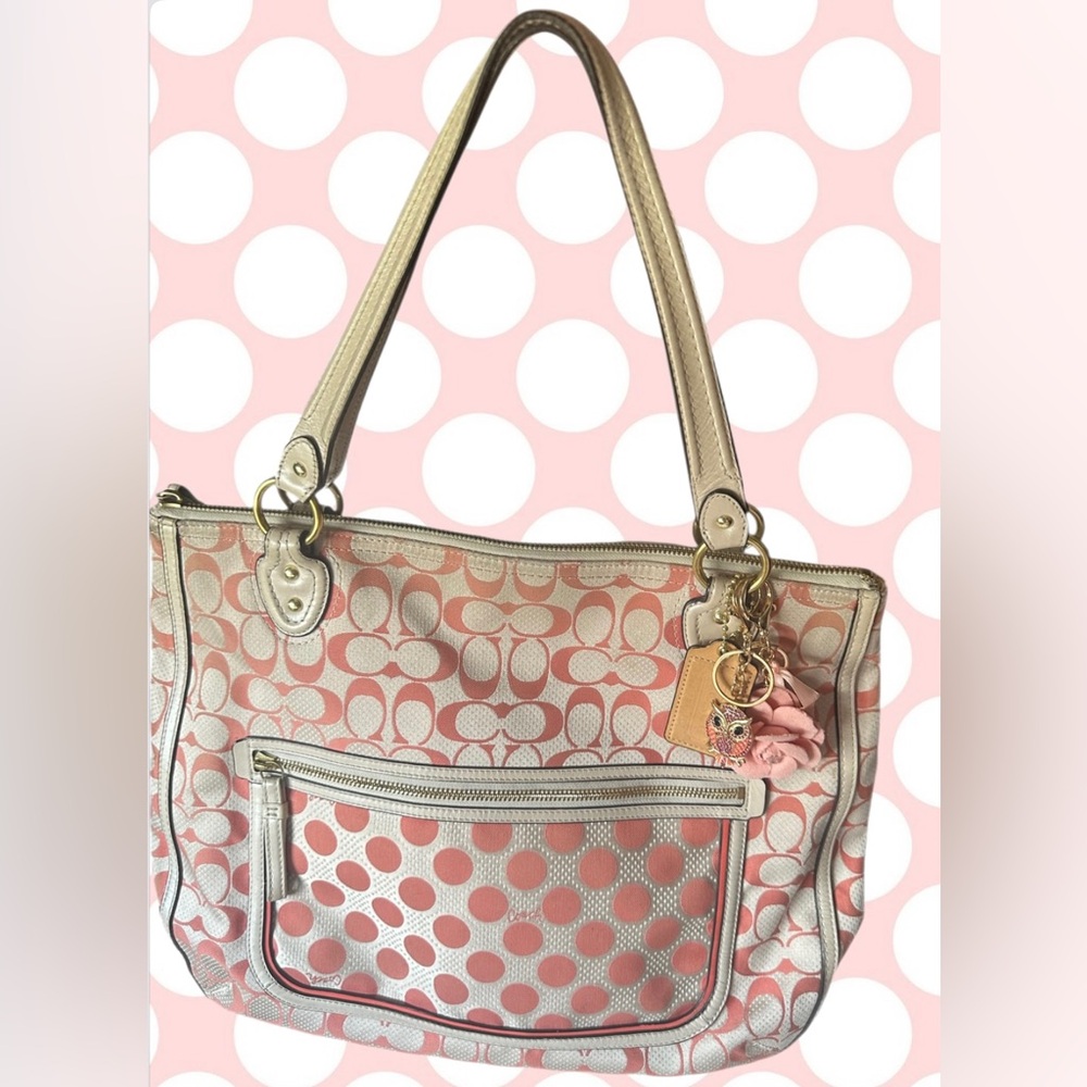COACH Signature Poppy C Dot Hallie Tote
FIRM on Price- Will NOT go lower!!!! 🙂
